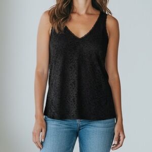 Torrid Stretch Lace V-Neck Tank Top Blouse Black Size 2